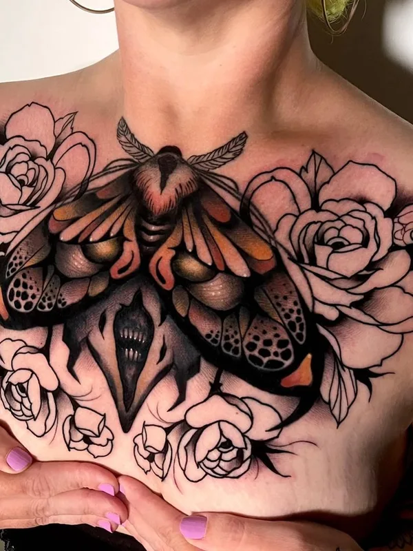 female color neo traditional Tatuaggio su chest #44881 | Tatuatore Wesley