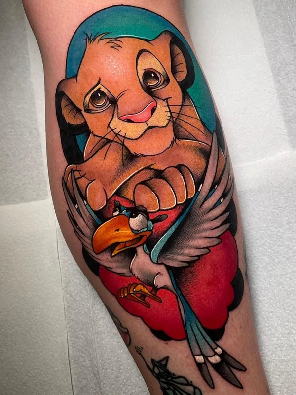 color cartoon Tatuaggio su calf #44885 | Tatuatore Wesley