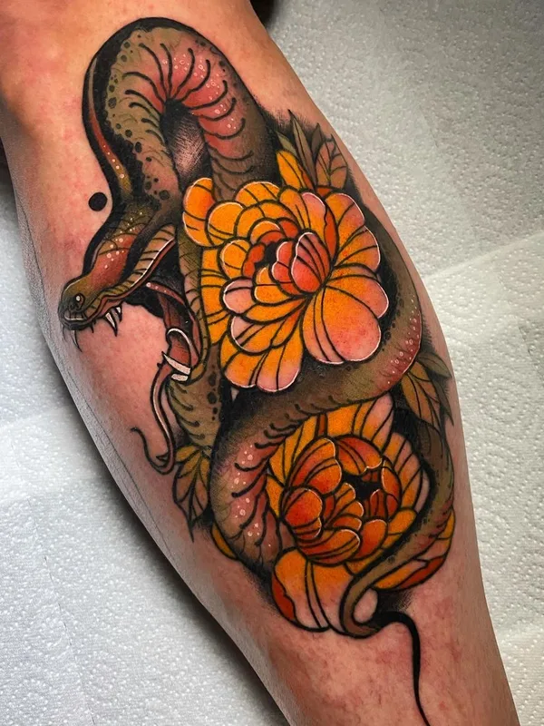color neo traditional Tatuaggio su calf #44883 | Tatuatore Wesley