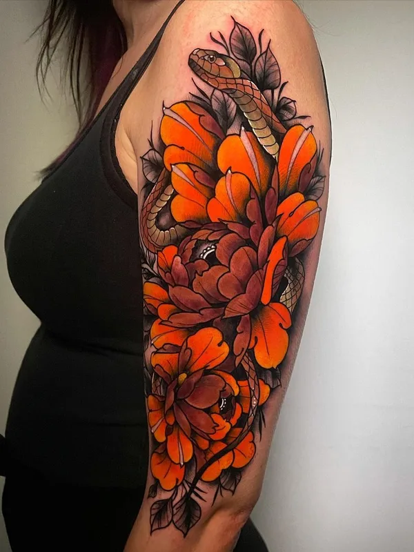 female color neo traditional Tatuaggio su full sleeve #44880 | Tatuatore Wesley