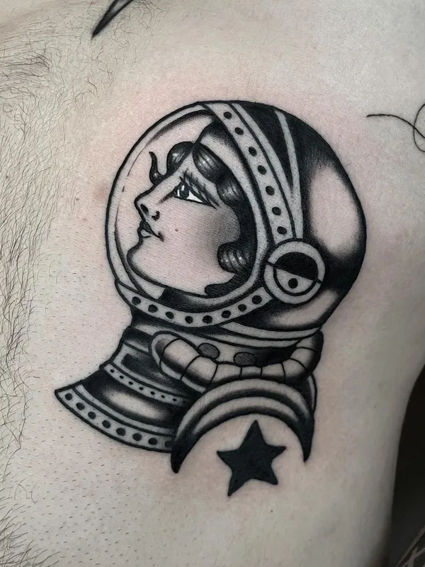 black and grey traditional Tatuaggio su chest #44914 | Tatuatore KiMi VERA