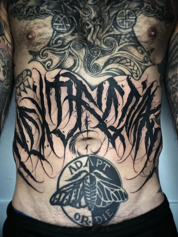 male black blackwork татуировка на stomach #44935 | Тату мастер Diego Garrafa