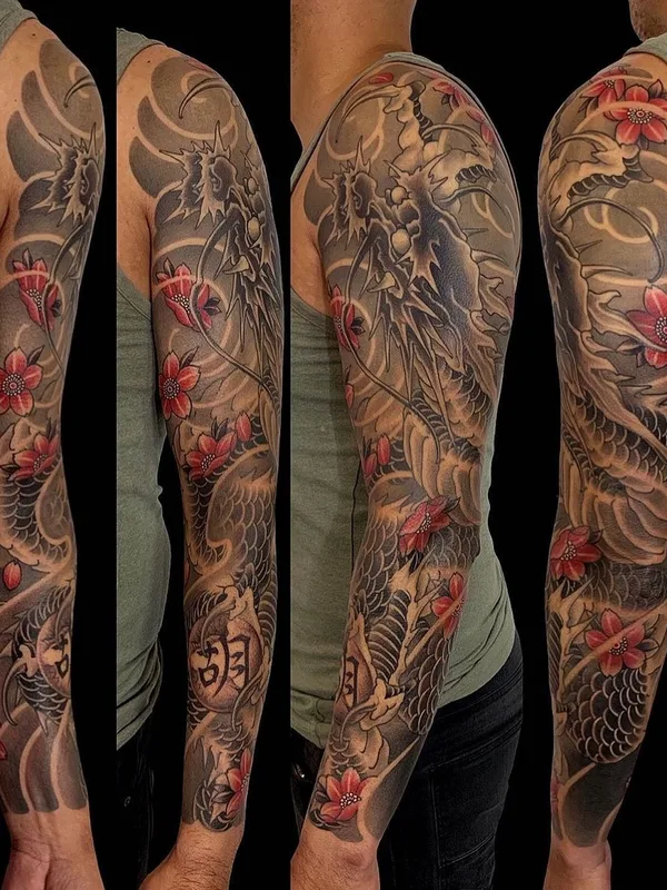 color japanese tattoo on full sleeve #44966 | Tattoo Artist Kimihito