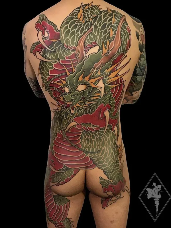 male color japanese tattoo on full back #44959 | Tattoo Artist Kimihito