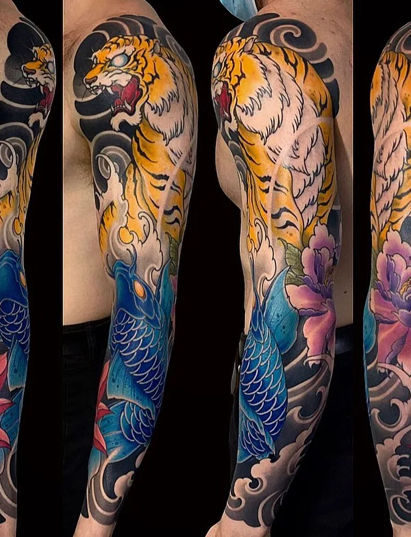 male color japanese tattoo on full sleeve #44963 | Tattoo Artist Kimihito