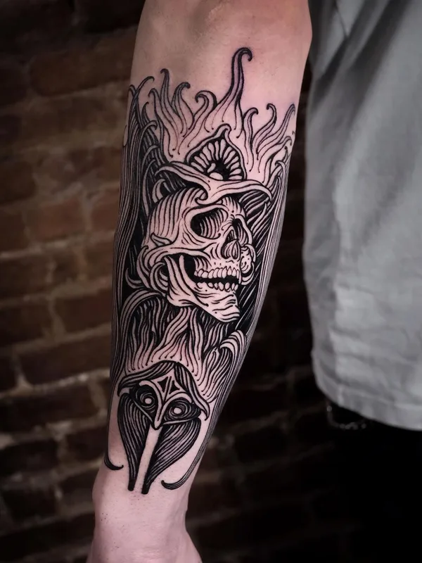 black blackwork татуировка на forearm #44976 | Тату мастер Тимофей Викторович