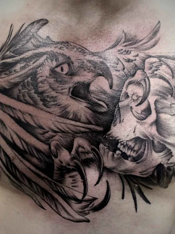 male black and grey realism татуировка на chest #17965 | Тату мастер Postoronnie