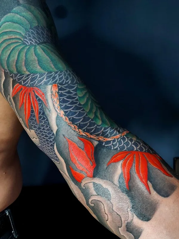 color japanese 타투 부위 full sleeve #46656 | 타투이스트 Жаворонкова Ксения