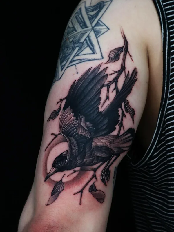 black and grey realism татуировка на bicep #46668 | Тату мастер Swan Tattooer