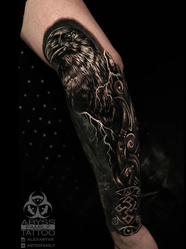 black and grey black and grey tattoo on full sleeve #46711 | Tattoo Artist Alexander Abyss