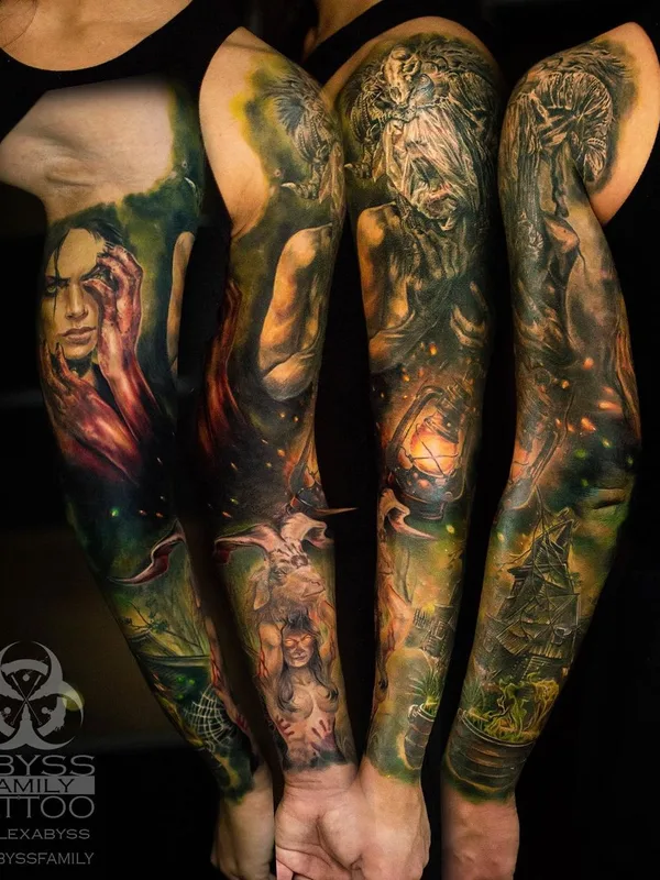 color realism tattoo on full sleeve #46713 | Tattoo Artist Alexander Abyss