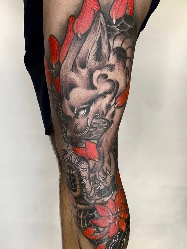 color japanese 纹身 在 thigh #46775 | 纹身师 Chen Tattooer