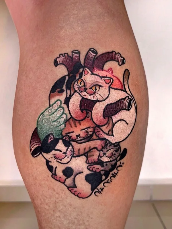 color illustrative 纹身 在 calf #46776 | 纹身师 Chen Tattooer