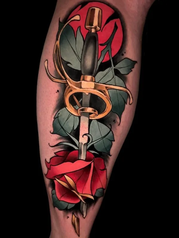 color neo traditional tatuaje en calf #61295 | Tatuador andreytattooing