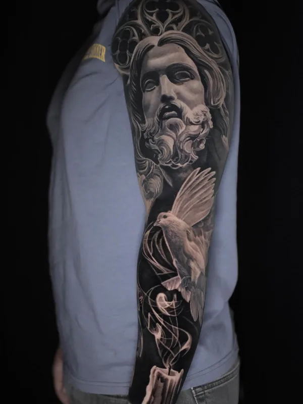 black and grey realism 타투 부위 full sleeve #61395 | 타투이스트 Milan Smiljanic