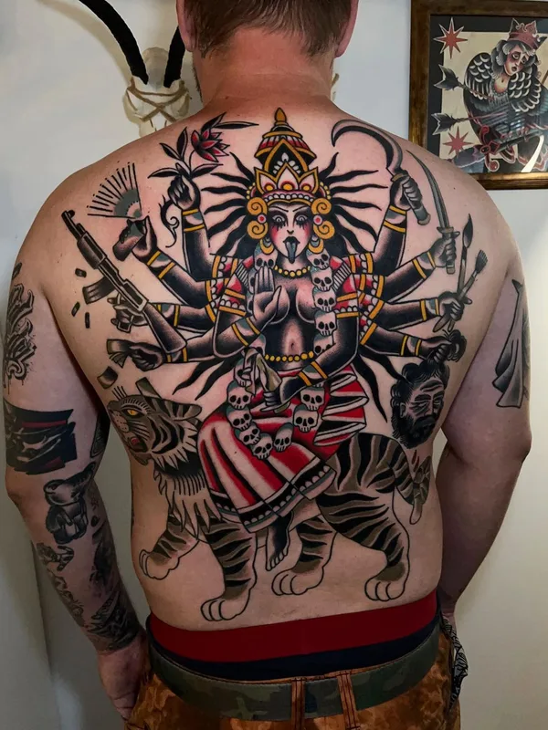 male color traditional татуировка на full back #61429 | Тату мастер Alexandr Kargapolov