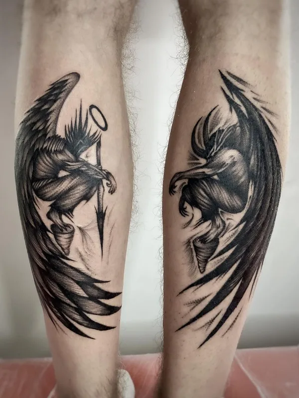 black and grey blackwork tatouage sur calf #61459 | Artiste tatoueur kirill.k._tattoo
