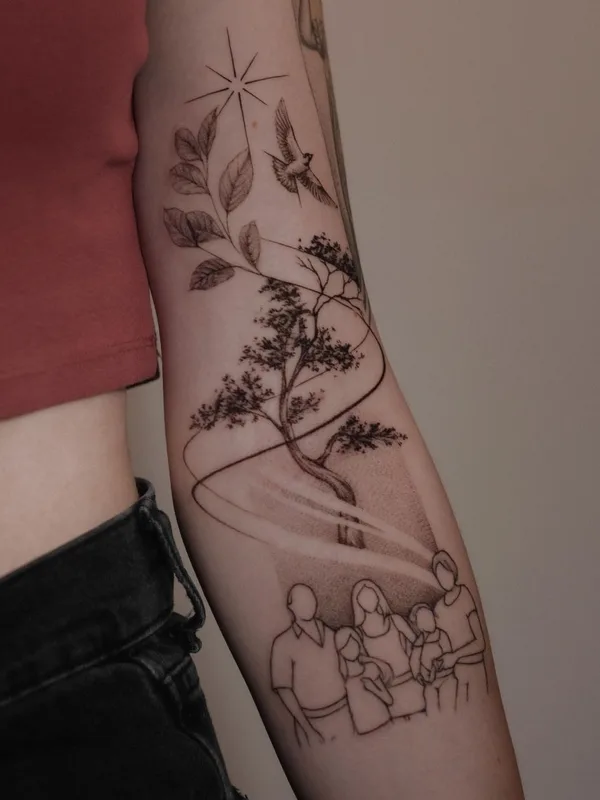 black and grey fineline 타투 부위 forearm #61559 | 타투이스트 sab.tatts