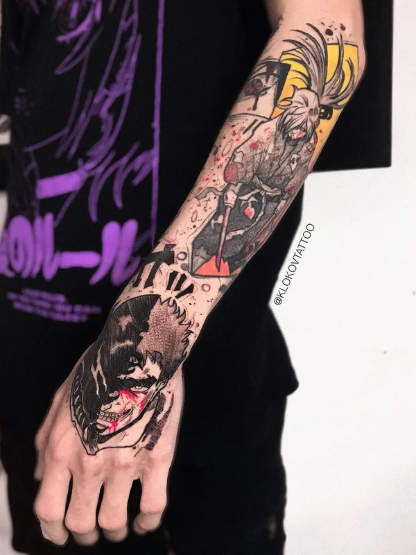 color anime tattoo auf full sleeve #61588 | Tätowierer klokovtattoo