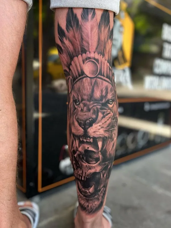 black and grey realism tattoo auf calf #61605 | Tätowierer Vladlena Wind