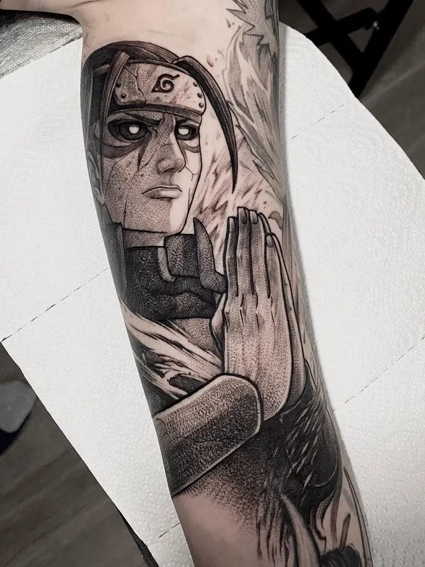black and grey anime tattoo auf forearm #61622 | Tätowierer Abra Tattoo