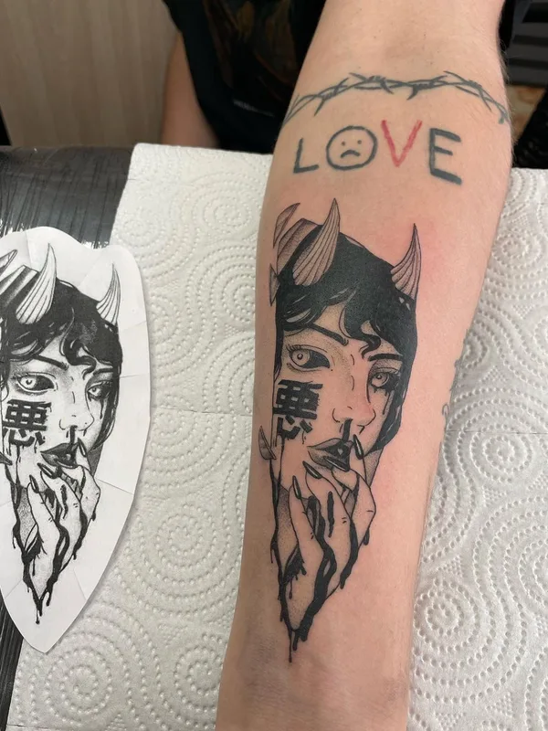 black blackwork tatouage sur forearm #50884 | Artiste tatoueur Артур Михайлов