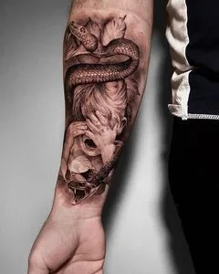 black and grey realism татуировка на forearm #50917 | Тату мастер Слава Меркул