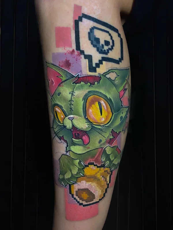 color cartoon tatouage sur calf #50930 | Artiste tatoueur Селина Кайл