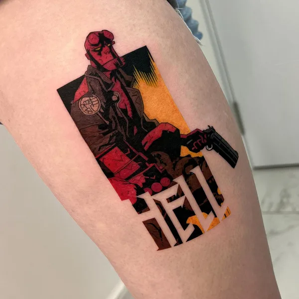 Graphic tattoo by Savaş Doğan in Istanbul