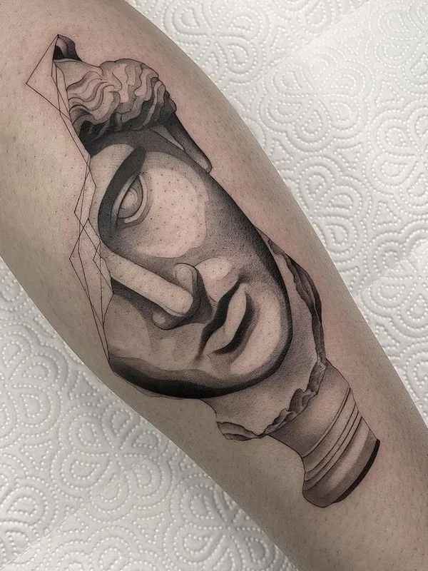 black and grey black and grey tattoo on calf #65116 | Tattoo Artist Savaş Doğan