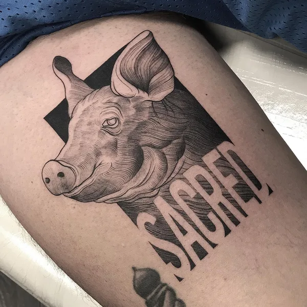 Graphic tattoo by Savaş Doğan in Istanbul