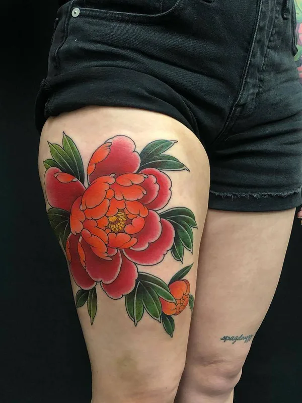 female color japanese 纹身 在 thigh #29463 | 纹身师 Rodrigo Souto Bueno