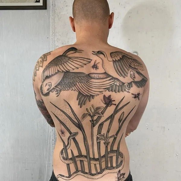 Graphic tattoo by Alvaro Groznyy in Zürich