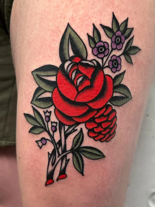 color traditional tattoo on thigh #66391 | Tattoo Artist Jordalive