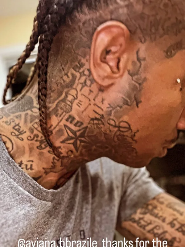 male black blackwork татуировка на face #66402 | Тату мастер Bryan Brazile