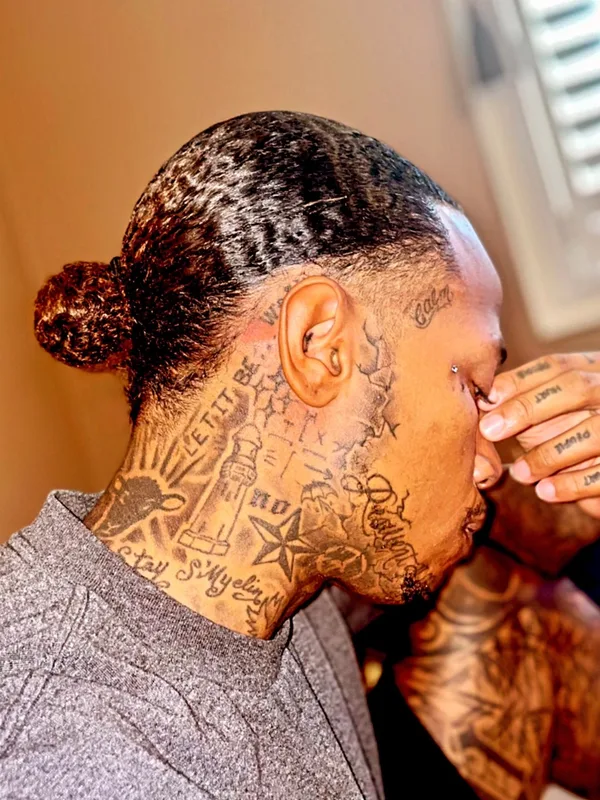 male black blackwork татуировка на neck #66405 | Тату мастер Bryan Brazile
