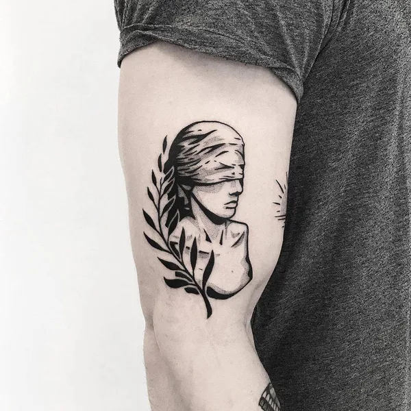 Graphic tattoo by Pulled Poltergeist in Malmö