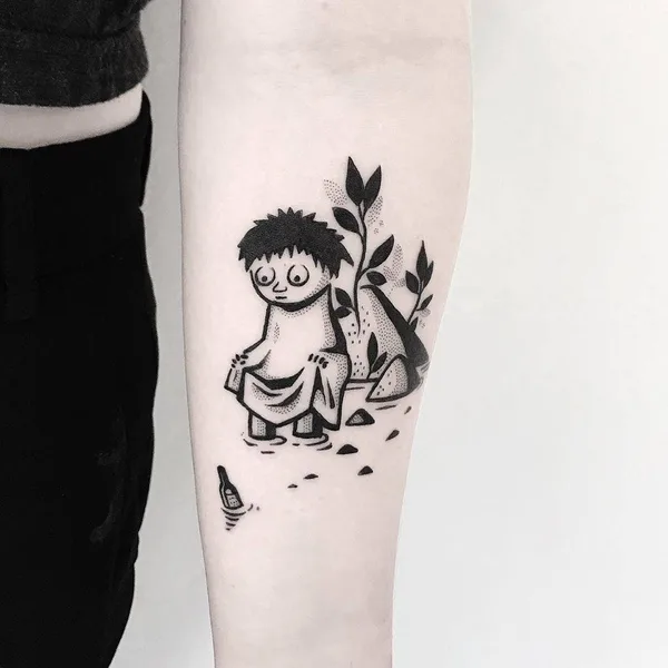 Graphic tattoo by Pulled Poltergeist in Malmö