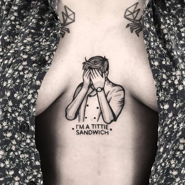 Graphic tattoo by Pulled Poltergeist in Malmö