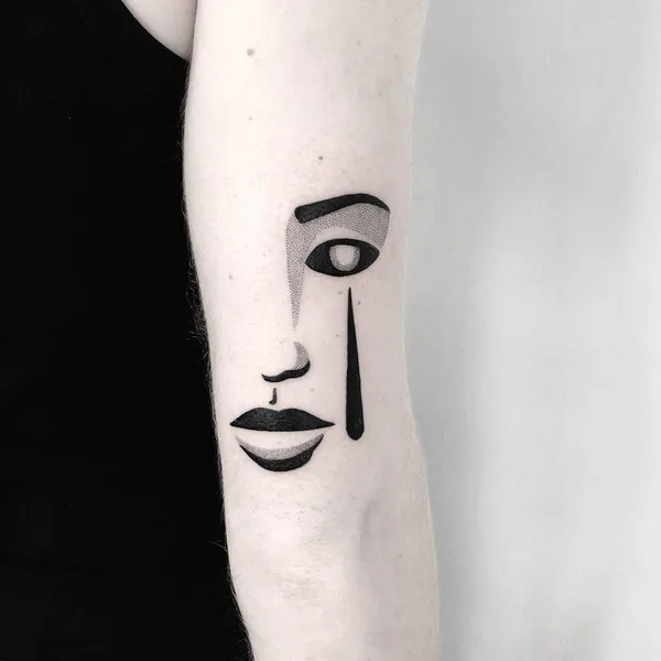 Graphic tattoo by Pulled Poltergeist in Malmö