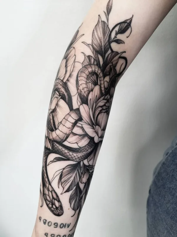 black and grey blackwork tattoo auf forearm #40163 | Tätowierer MaryAnn