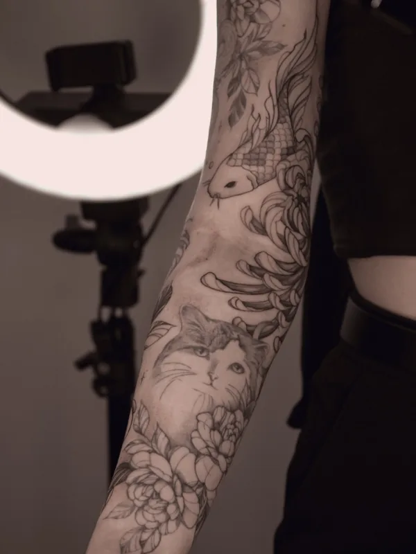 black and grey japanese татуировка на forearm #55455 | Тату мастер Полина Лихачева | Polyashatattoo