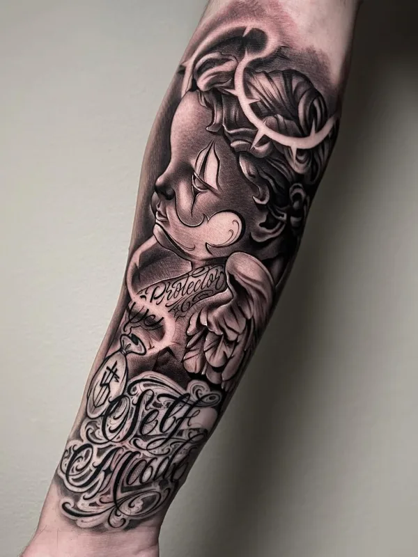 black and grey black and grey татуировка на forearm #41306 | Тату мастер Samuele Ventura