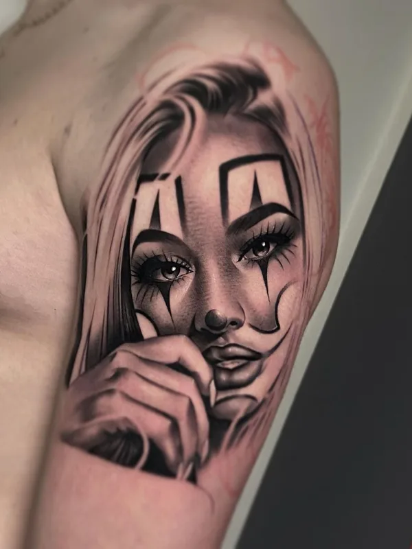 black and grey black and grey татуировка на upper arm #41308 | Тату мастер Samuele Ventura