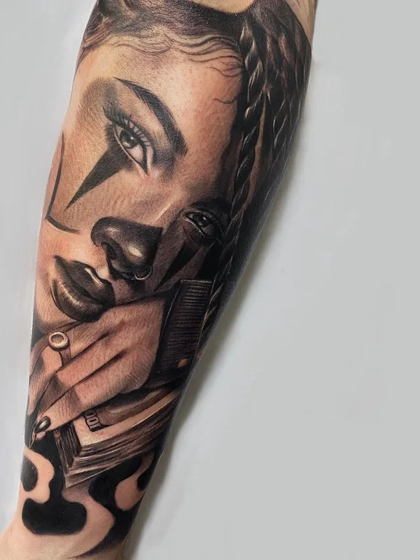female black and grey realism tattoo on forearm #41316 | Tattoo Artist Martina Gaudio