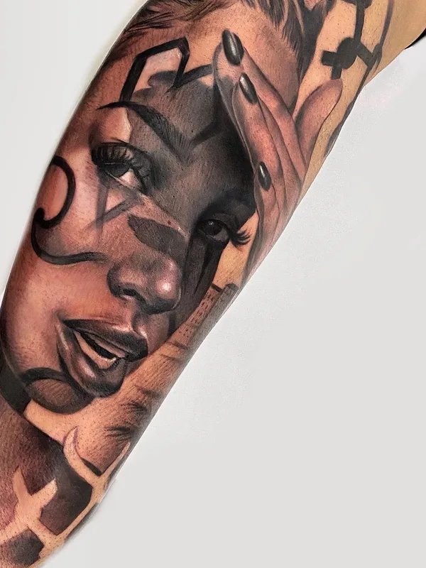 female black and grey realism tattoo on forearm #41318 | Tattoo Artist Martina Gaudio