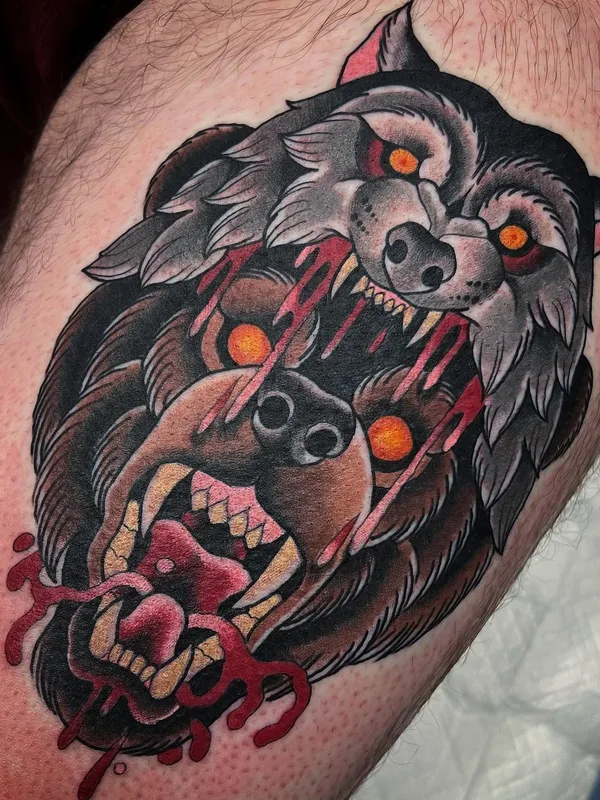 color neo traditional Tatuagem em thigh #56627 | Tatuador Josh Autrey