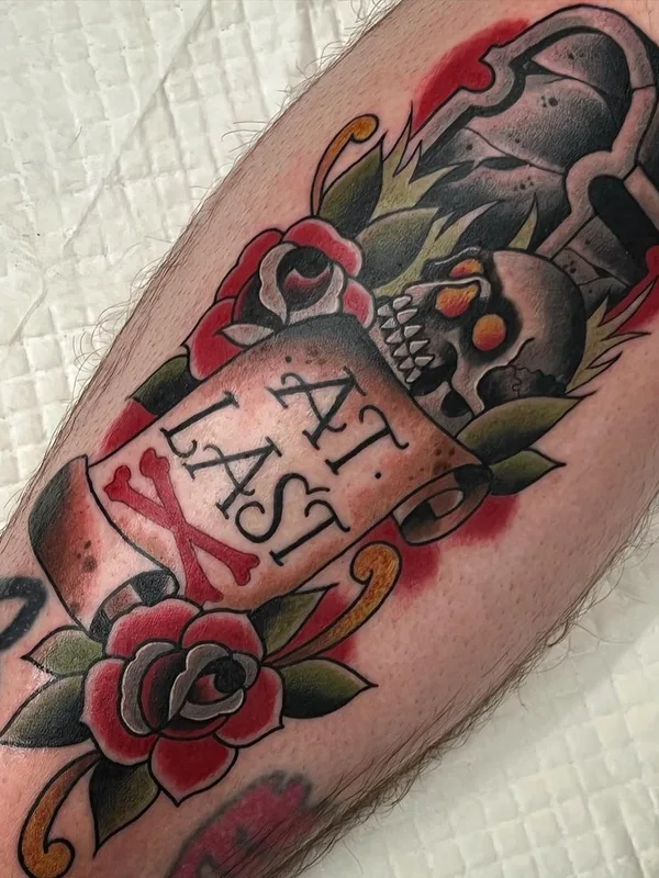 color traditional Tatuagem em calf #56624 | Tatuador Josh Autrey