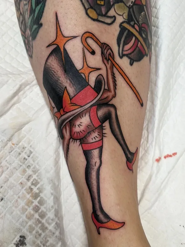 color old school Tatuaggio su calf #56648 | Tatuatore Mike Baker