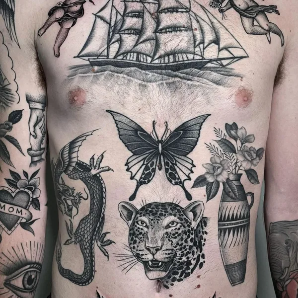 Traditional tattoo by Justin Olivier in New Orleans